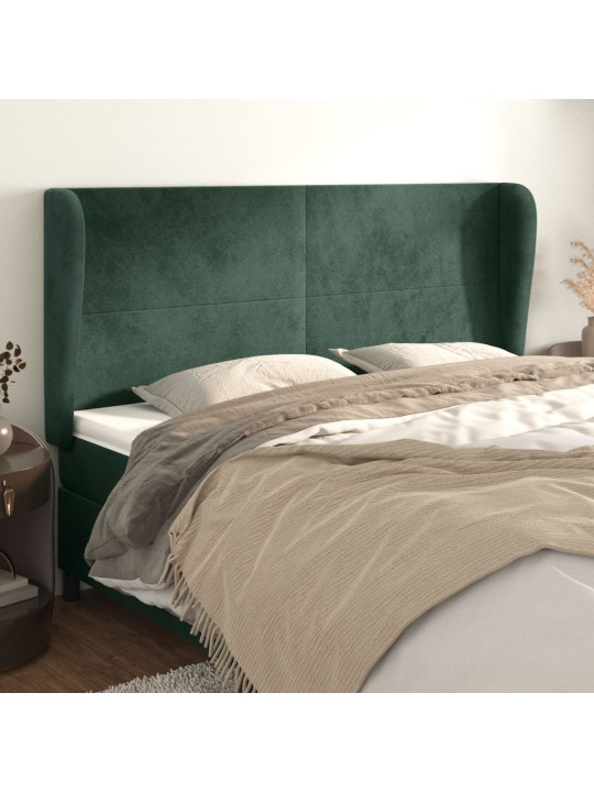 Čelo postele typu ušák tmavě zelená 163x23x118/128 cm samet