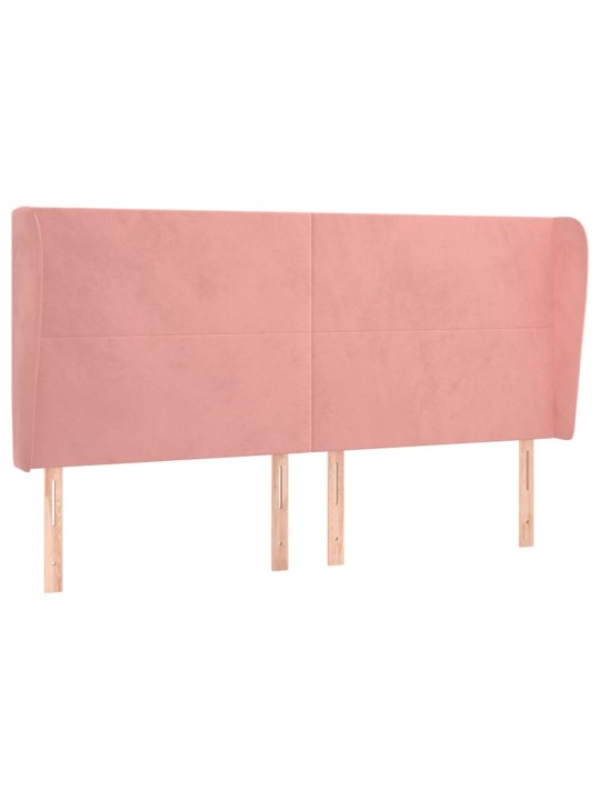 Čelo postele typu ušák růžová 163x23x118/128 cm samet