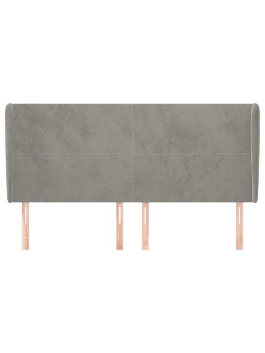 Čelo postele typu ušák světle šedé 183x23x118/128 cm samet