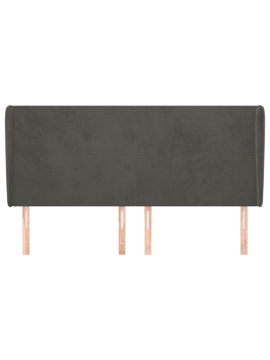 Čelo postele typu ušák tmavě šedé 183x23x118/128 cm samet