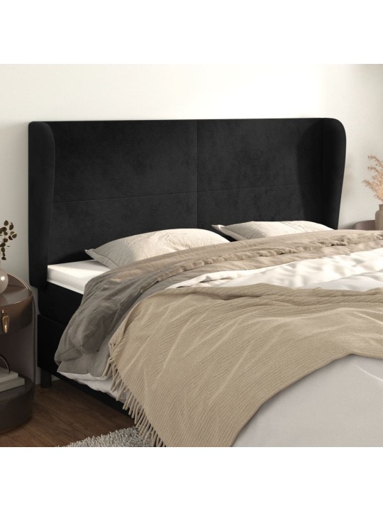 Čelo postele typu ušák černé 183x23x118/128 cm samet