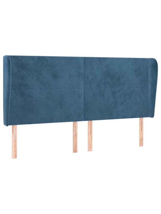 Čelo postele typu ušák tmavě modrá 183x23x118/128 cm samet