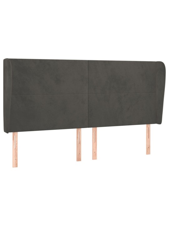 Čelo postele typu ušák tmavě šedé 203x23x118/128 cm samet