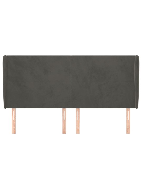 Čelo postele typu ušák tmavě šedé 203x23x118/128 cm samet