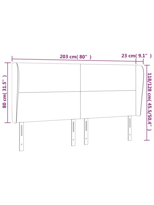 Čelo postele typu ušák tmavě šedé 203x23x118/128 cm samet