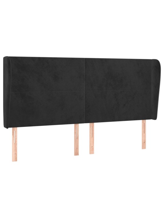 Čelo postele typu ušák černé 203x23x118/128 cm samet