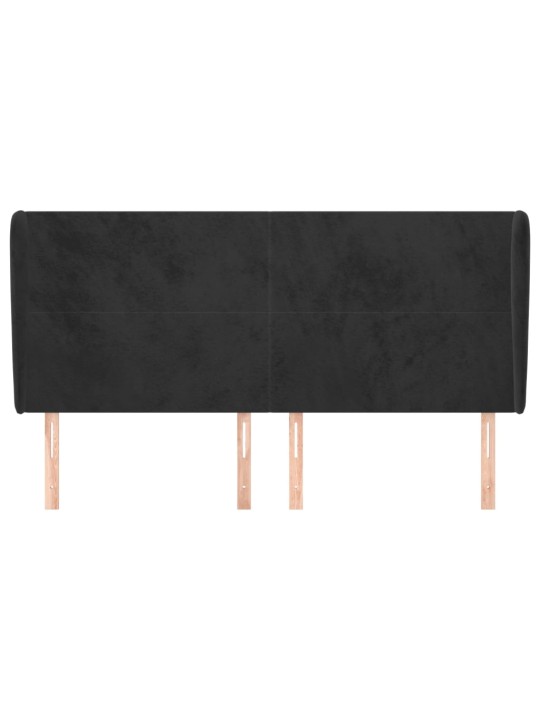 Čelo postele typu ušák černé 203x23x118/128 cm samet