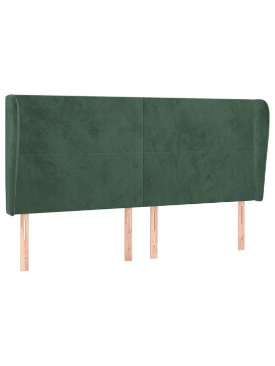 Čelo postele typu ušák tmavě zelená 203x23x118/128 cm samet