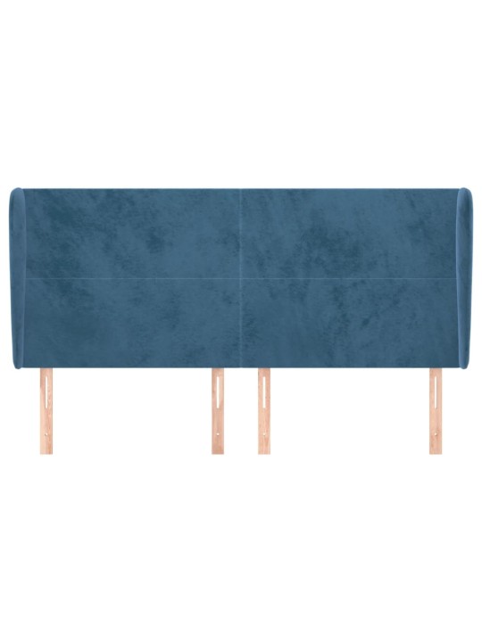 Čelo postele typu ušák tmavě modrá 203x23x118/128 cm samet