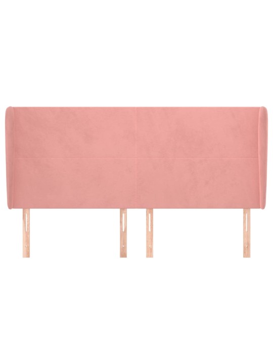 Čelo postele typu ušák růžová 203x23x118/128 cm samet