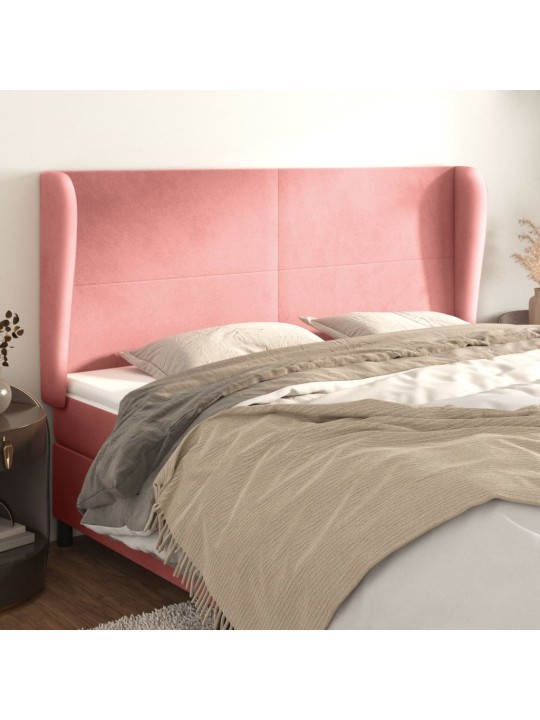 Čelo postele typu ušák růžová 203x23x118/128 cm samet