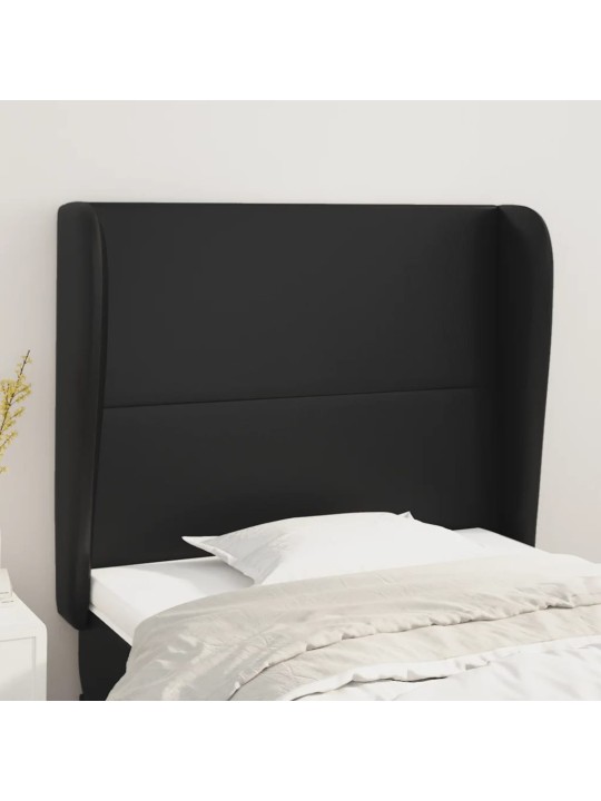 Čelo postele typu ušák černé 83 x 23 x 118/128 cm umělá kůže