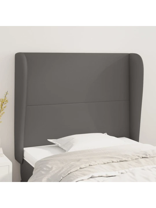 Čelo postele typu ušák šedé 83 x 23 x 118/128 cm umělá kůže