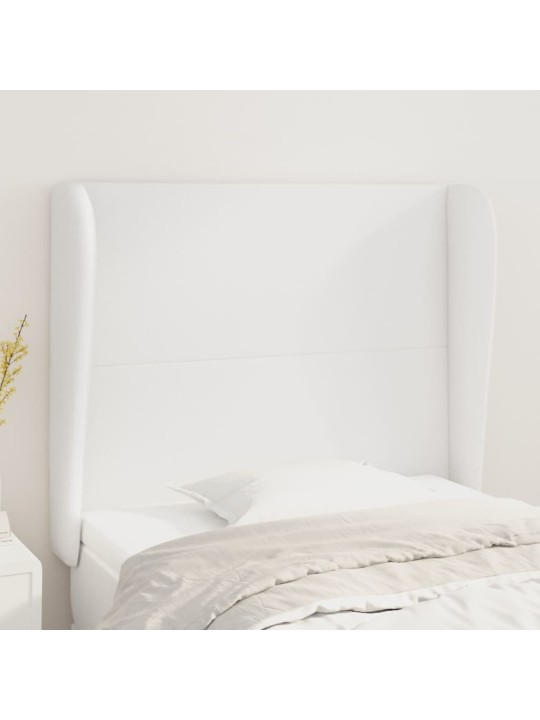 Čelo postele typu ušák bílé 93 x 23 x 118/128 cm umělá kůže