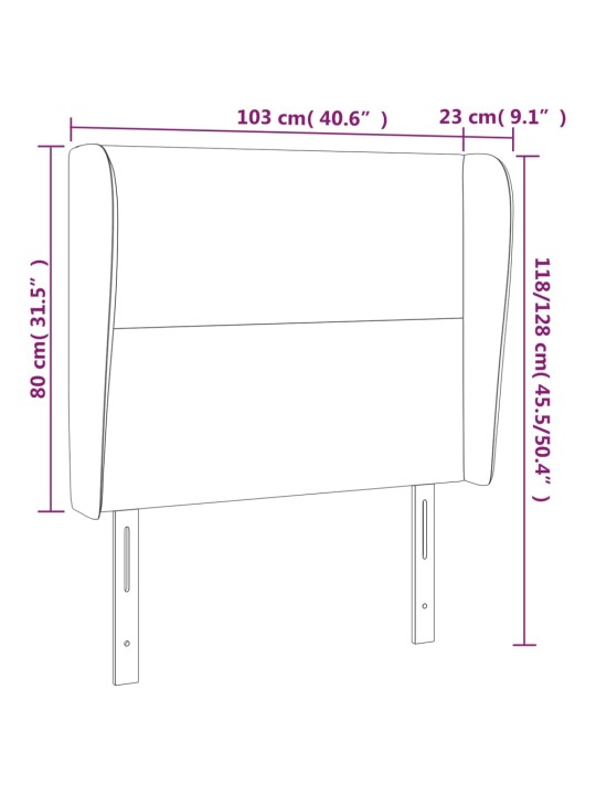 Čelo postele typu ušák tmavě šedé 103x23x118/128 cm umělá kůže