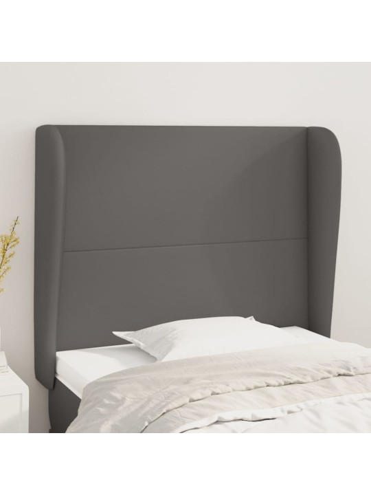 Čelo postele typu ušák tmavě šedé 103x23x118/128 cm umělá kůže