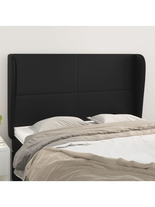 Čelo postele typu ušák černé 147x23x118/128 cm umělá kůže