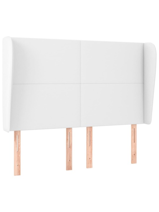 Čelo postele typu ušák bílé 147 x 23 x 118/128 cm umělá kůže