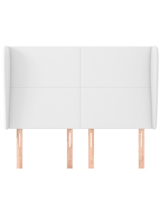 Čelo postele typu ušák bílé 147 x 23 x 118/128 cm umělá kůže