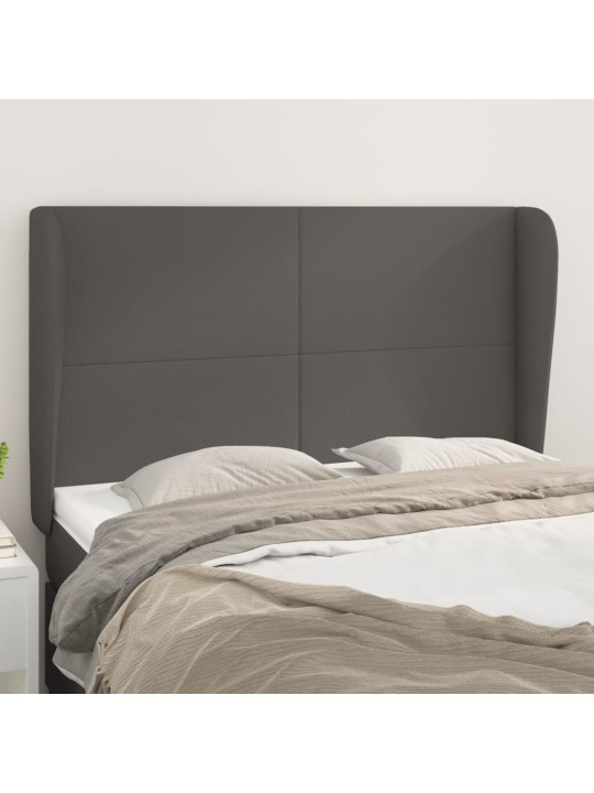Čelo postele typu ušák tmavě šedé 147x23x118/128 cm umělá kůže