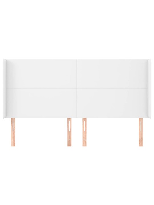 Čelo postele typu ušák bílá 183x23x118/128 cm umělá kůže