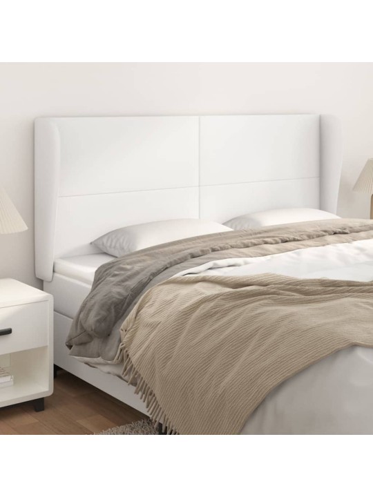 Čelo postele typu ušák bílá 183x23x118/128 cm umělá kůže