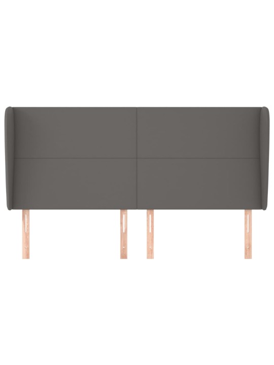 Čelo postele typu ušák tmavě šedá 183x23x118/128 cm umělá kůže