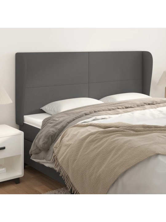 Čelo postele typu ušák tmavě šedá 183x23x118/128 cm umělá kůže