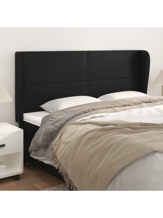 Čelo postele typu ušák černé 203x23x118/128 cm umělá kůže