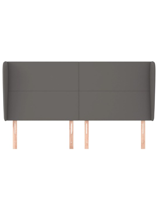 Čelo postele typu ušák tmavě šedá 203x23x118/128 cm umělá kůže