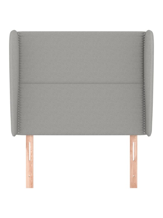 Čelo postele typu ušák světle šedé 83 x 23 x 118/128 cm textil