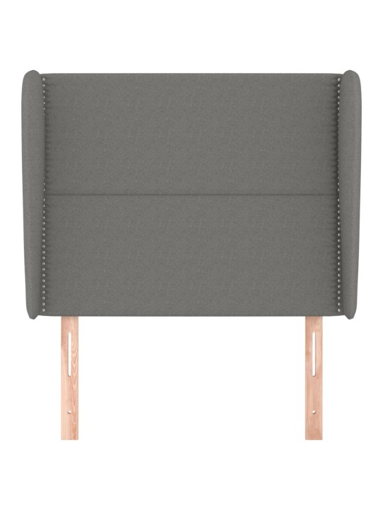 Čelo postele typu ušák tmavě šedé 83 x 23 x 118/128 cm textil