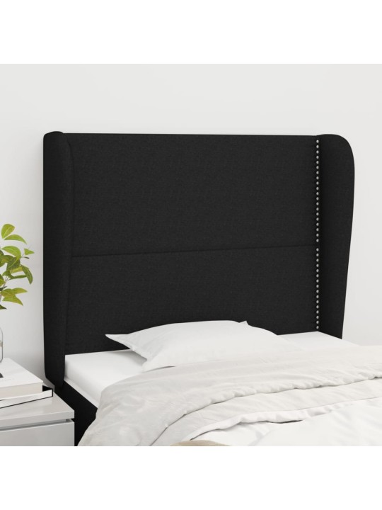 Čelo postele typu ušák černé 83 x 23 x 118/128 cm textil