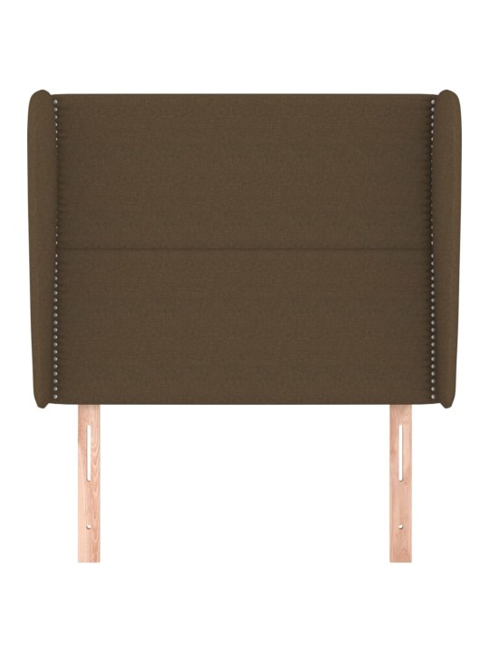 Čelo postele typu ušák tmavě hnědé 83 x 23 x 118/128 cm textil