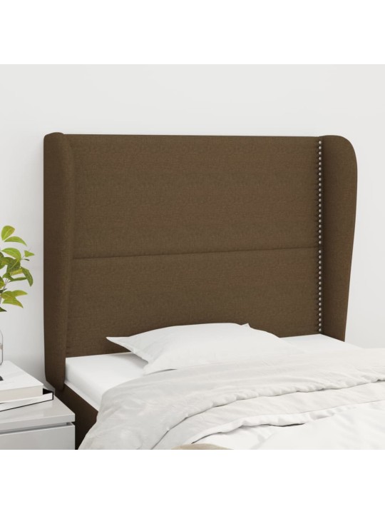 Čelo postele typu ušák tmavě hnědé 83 x 23 x 118/128 cm textil