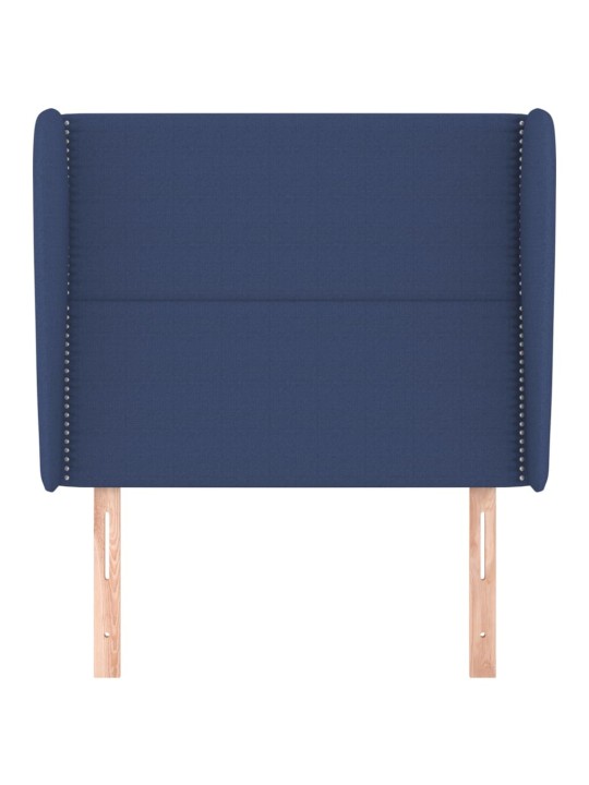 Čelo postele typu ušák modré 83 x 23 x 118/128 cm textil