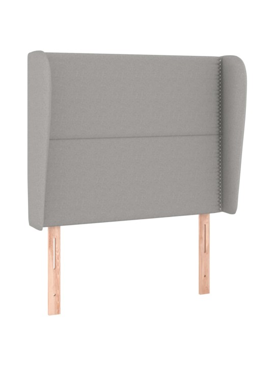 Čelo postele typu ušák světle šedé 93 x 23 x 118/128 cm textil