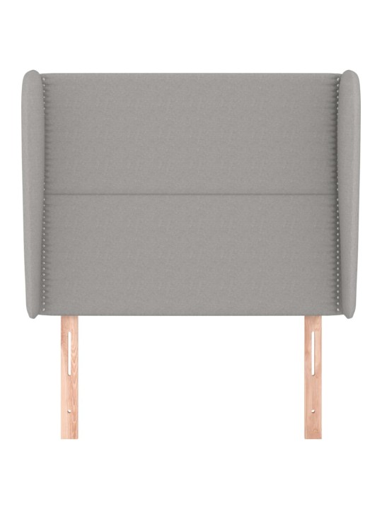 Čelo postele typu ušák světle šedé 93 x 23 x 118/128 cm textil