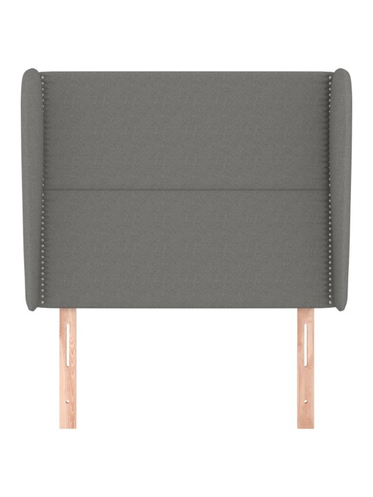 Čelo postele typu ušák tmavě šedé 93x23x118/128 cm textil