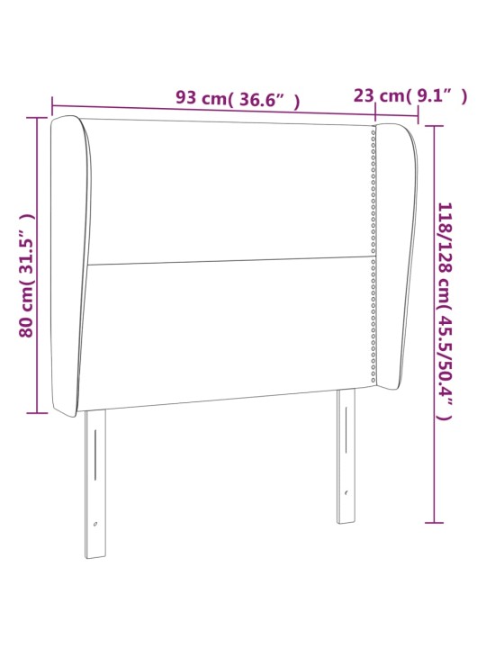 Čelo postele typu ušák tmavě šedé 93x23x118/128 cm textil