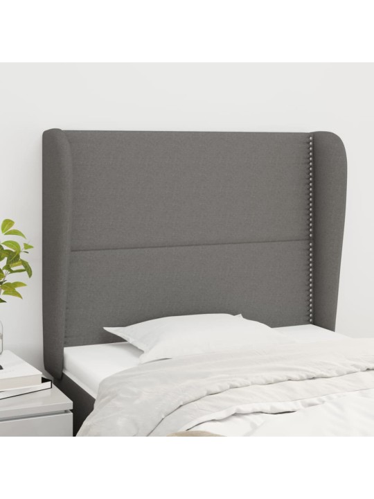 Čelo postele typu ušák tmavě šedé 93x23x118/128 cm textil