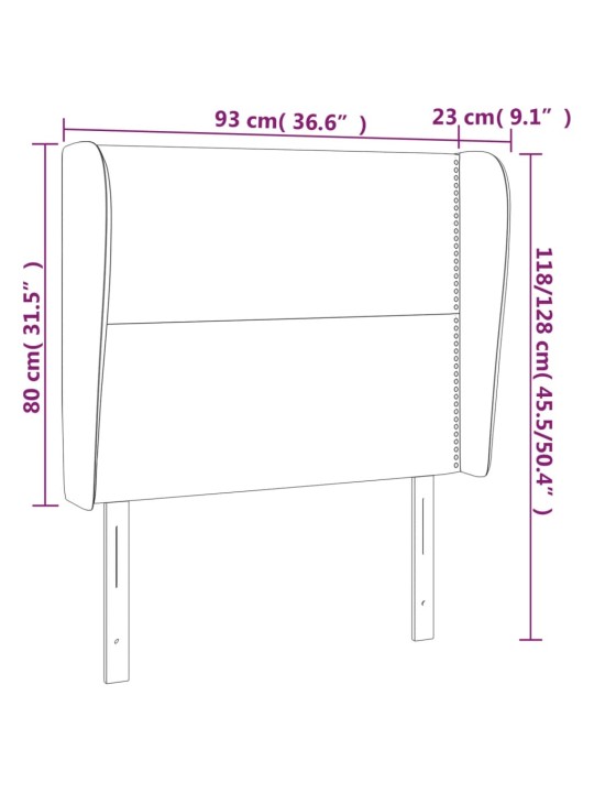 Čelo postele typu ušák tmavě hnědé 93x23x118/128 cm textil