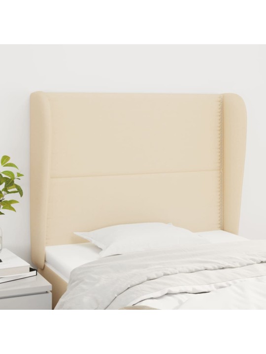 Čelo postele typu ušák krémové 93x23x118/128 cm textil