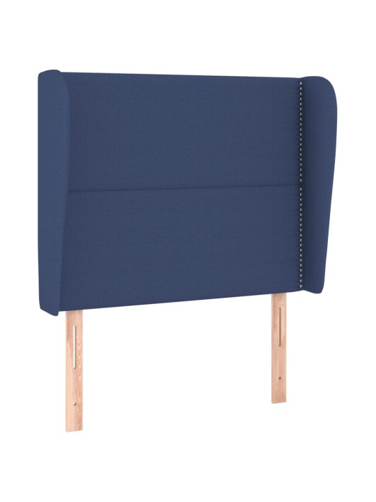 Čelo postele typu ušák modré 93x23x118/128 cm textil