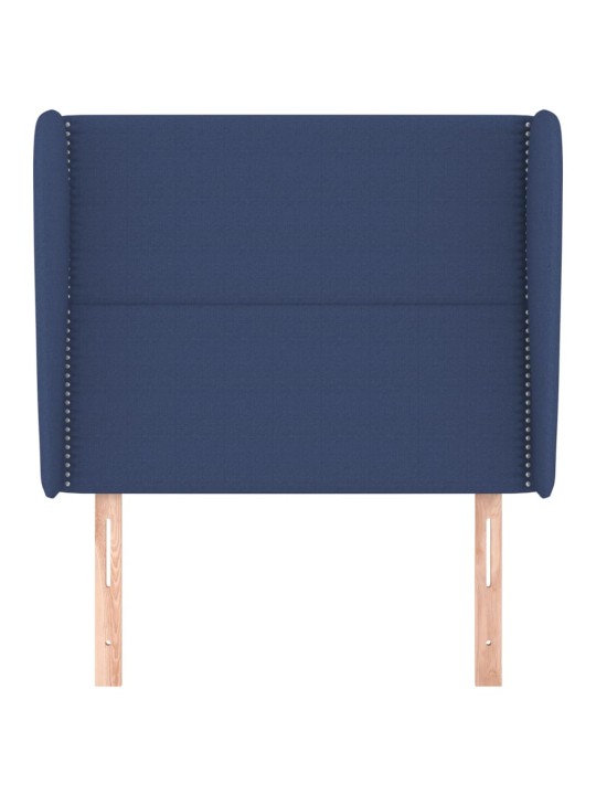 Čelo postele typu ušák modré 93x23x118/128 cm textil