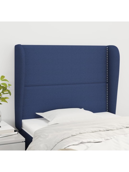 Čelo postele typu ušák modré 93x23x118/128 cm textil