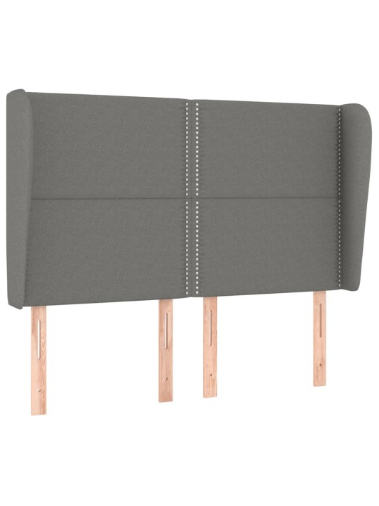 Čelo postele typu ušák tmavě šedé 147x23x118/128 cm textil