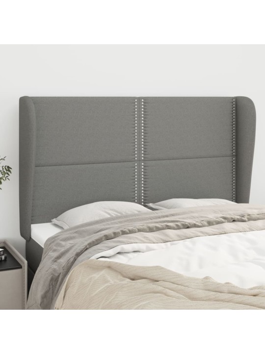 Čelo postele typu ušák tmavě šedé 147x23x118/128 cm textil