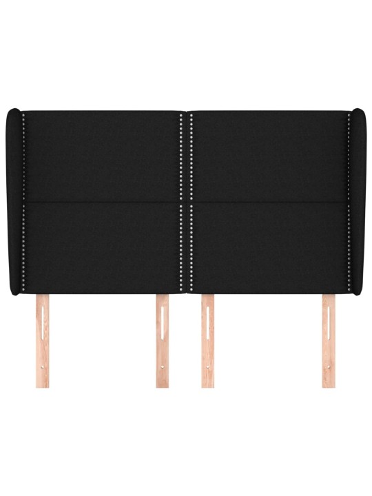 Čelo postele typu ušák černé 147x23x118/128 cm textil