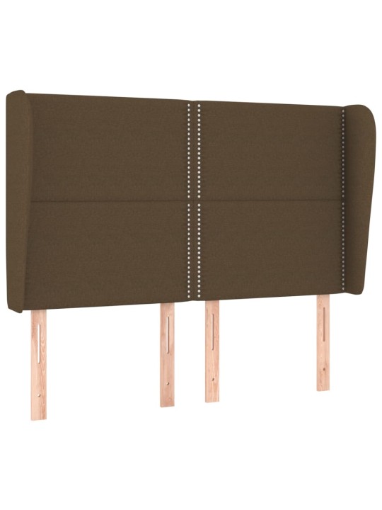 Čelo postele typu ušák tmavě hnědé 147x23x118/128 cm textil